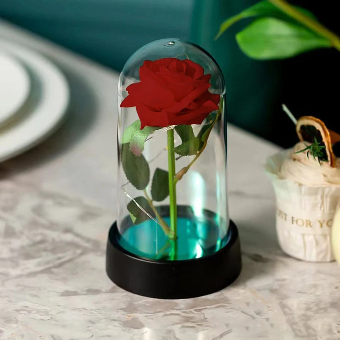 Galaxy Rose with Fairy Lights in Dome – Perfect Gift